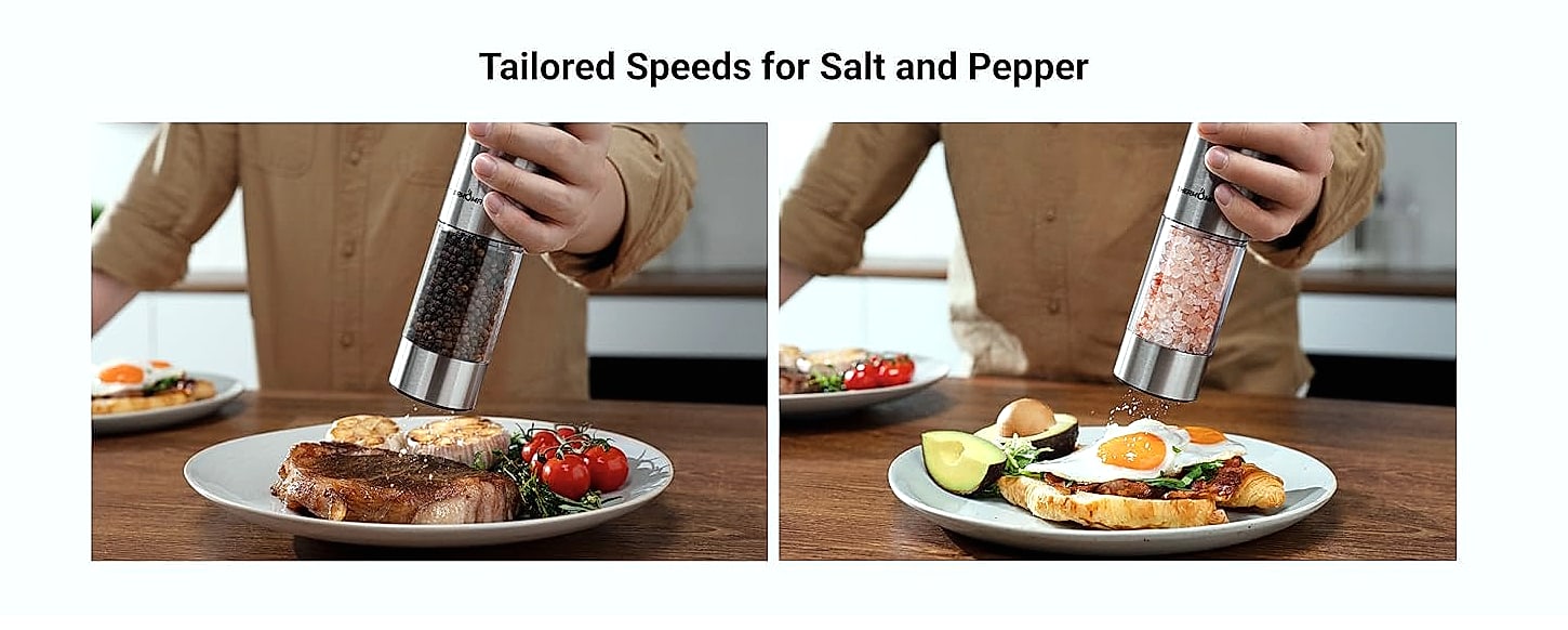 ThermoMaven 110ml Rechargeable Electric Salt Pepper Grinder — assembled view