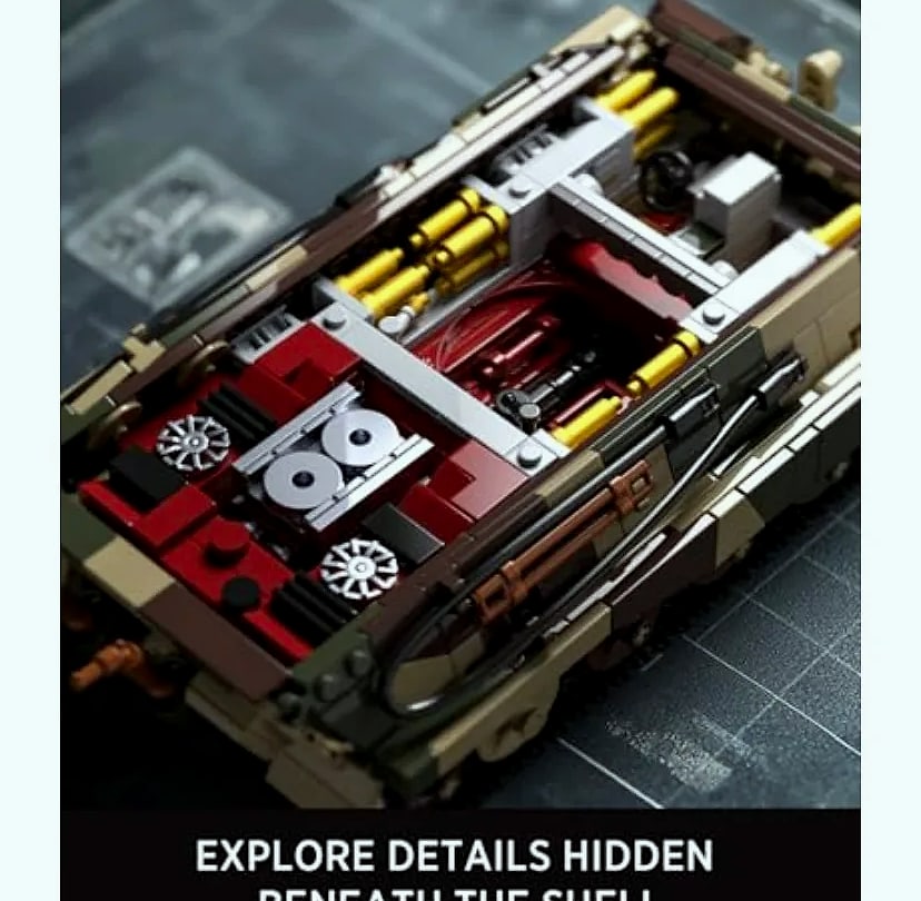 King Tiger Tank WW2 Military Building Set for Adults — close-up details