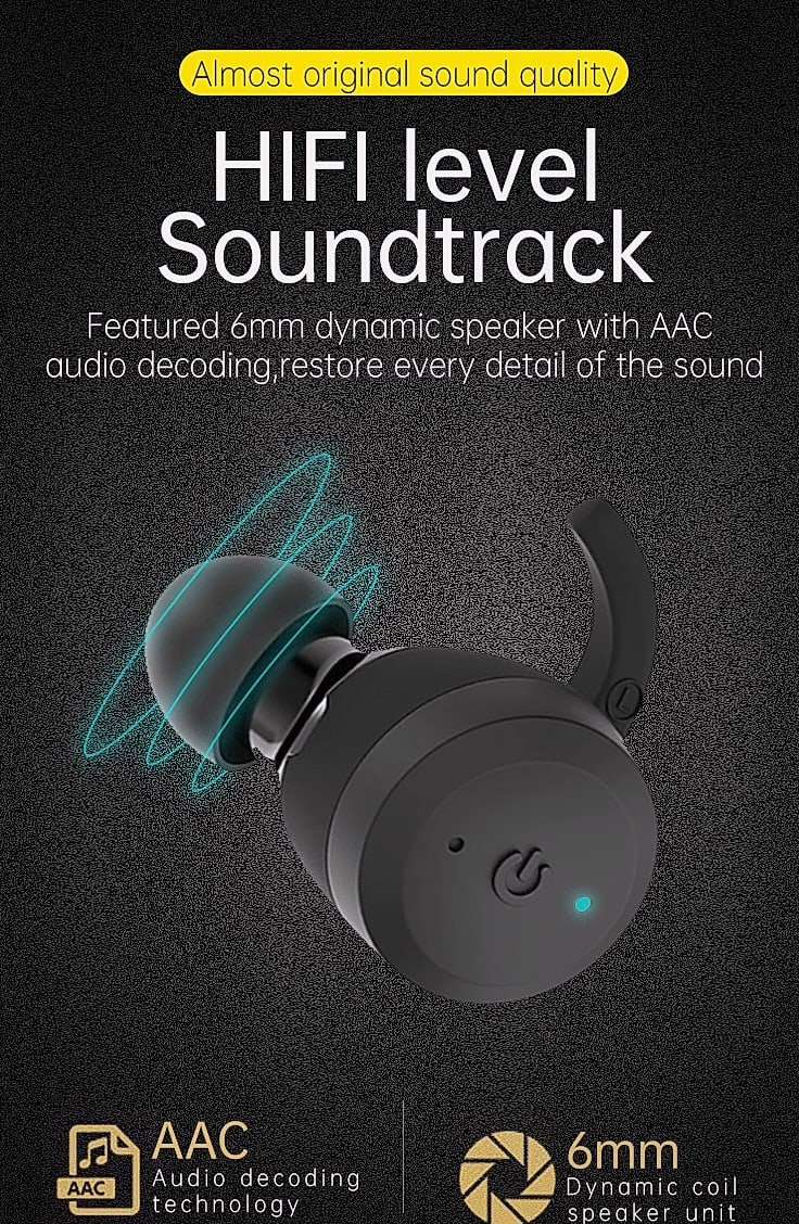 GDLYL Waterproof Bluetooth Earbuds IPX7 TWS Wireless Headset — close-up details