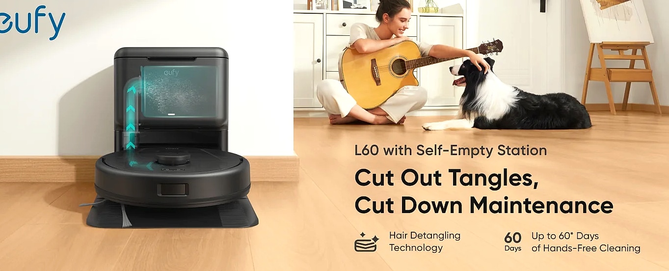 eufy L60 Robot Vacuum with Self-Empty Station — close-up details