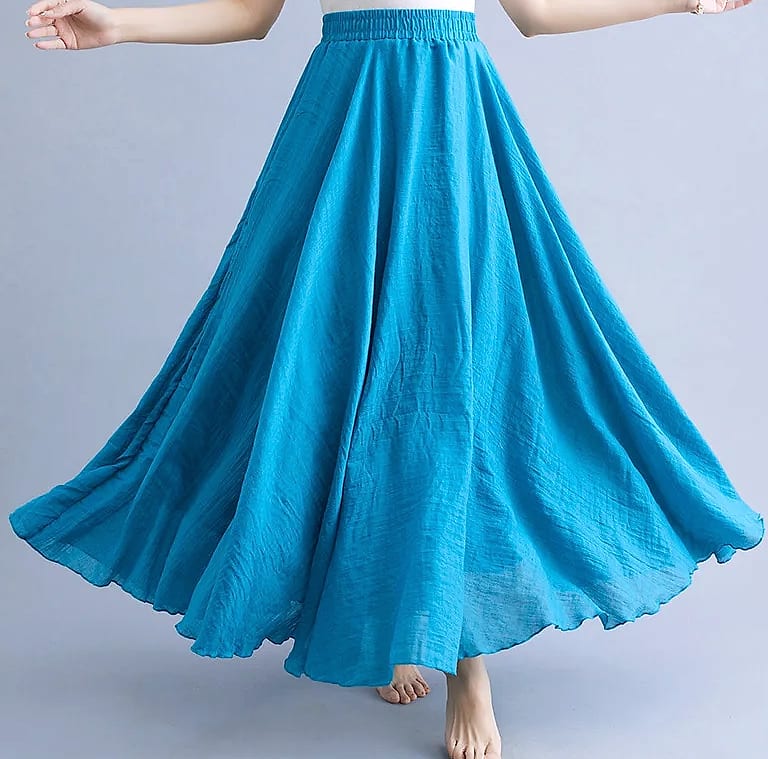 28-Color Mori Girl Cotton Linen A-line Long Skirt — size comparison