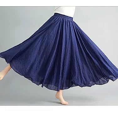 28-Color Mori Girl Cotton Linen A-line Long Skirt — assembled view
