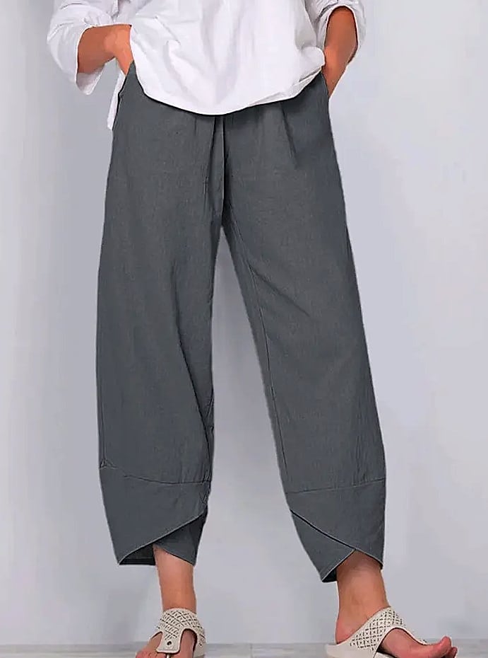 INSTYLISH Women Cotton Linen Harem Pants Wide Leg — close-up details