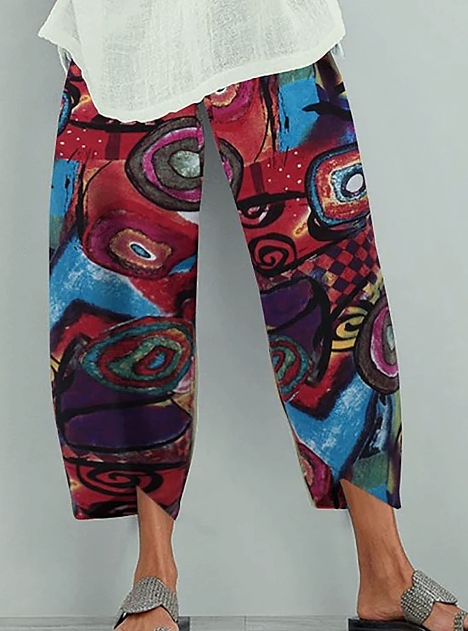 INSTYLISH Women Cotton Linen Harem Pants Wide Leg — assembled view