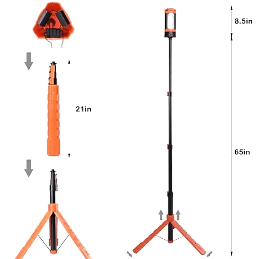Aluminum 73 Rechargeable LED Camping Light with Telescopic — close-up details