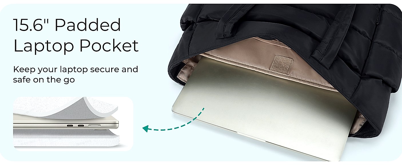BAGSMART Tote Bag for Women, Lightweight Quilted Shoulder — feature highlights