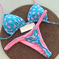 Lace-up Solid Color Two-piece Bikini Swimsuit for Women — assembled view