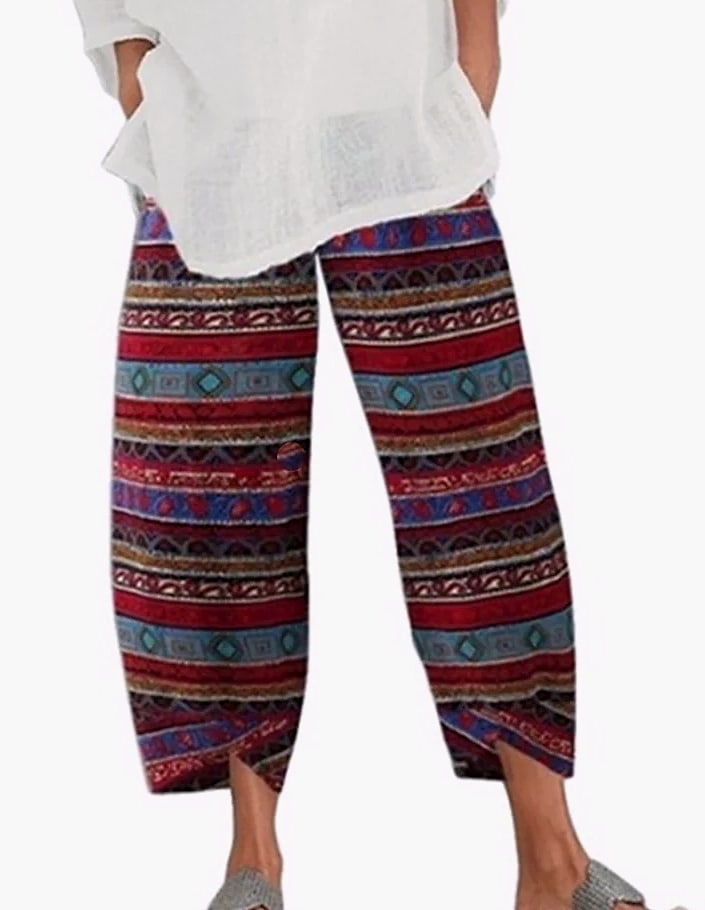 INSTYLISH Women Cotton Linen Harem Pants Wide Leg — interior detail
