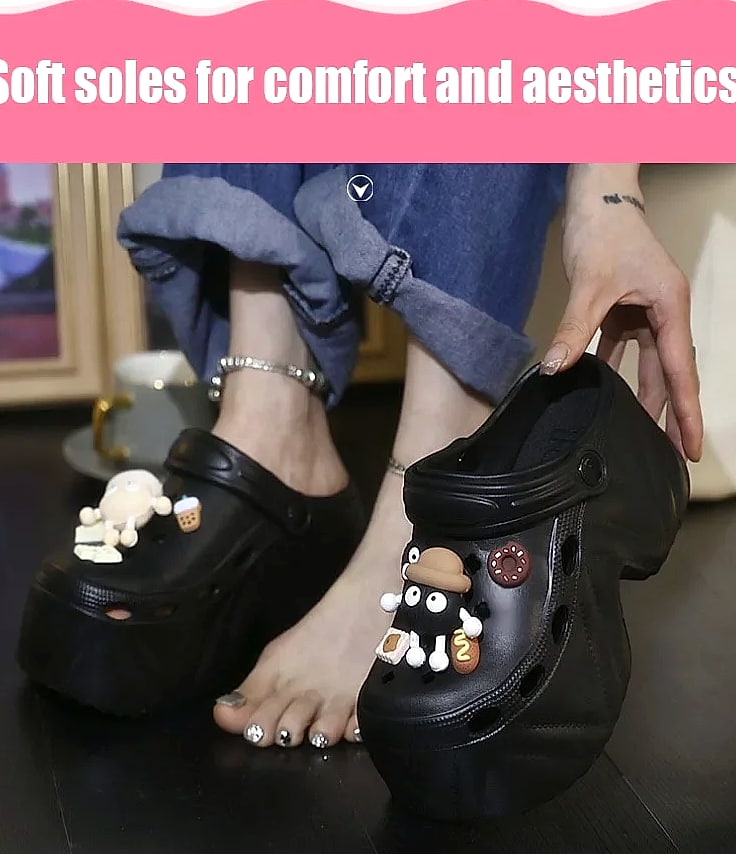 HININSEN Women's Platform Clogs 9CM High EVA Garden Sandals — package contents
