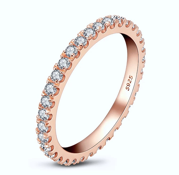 LESF 925 Sterling Silver Geometric Stackable Ring — side view