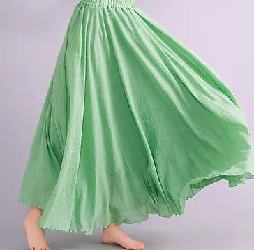 28-Color Mori Girl Cotton Linen A-line Long Skirt — parts overview