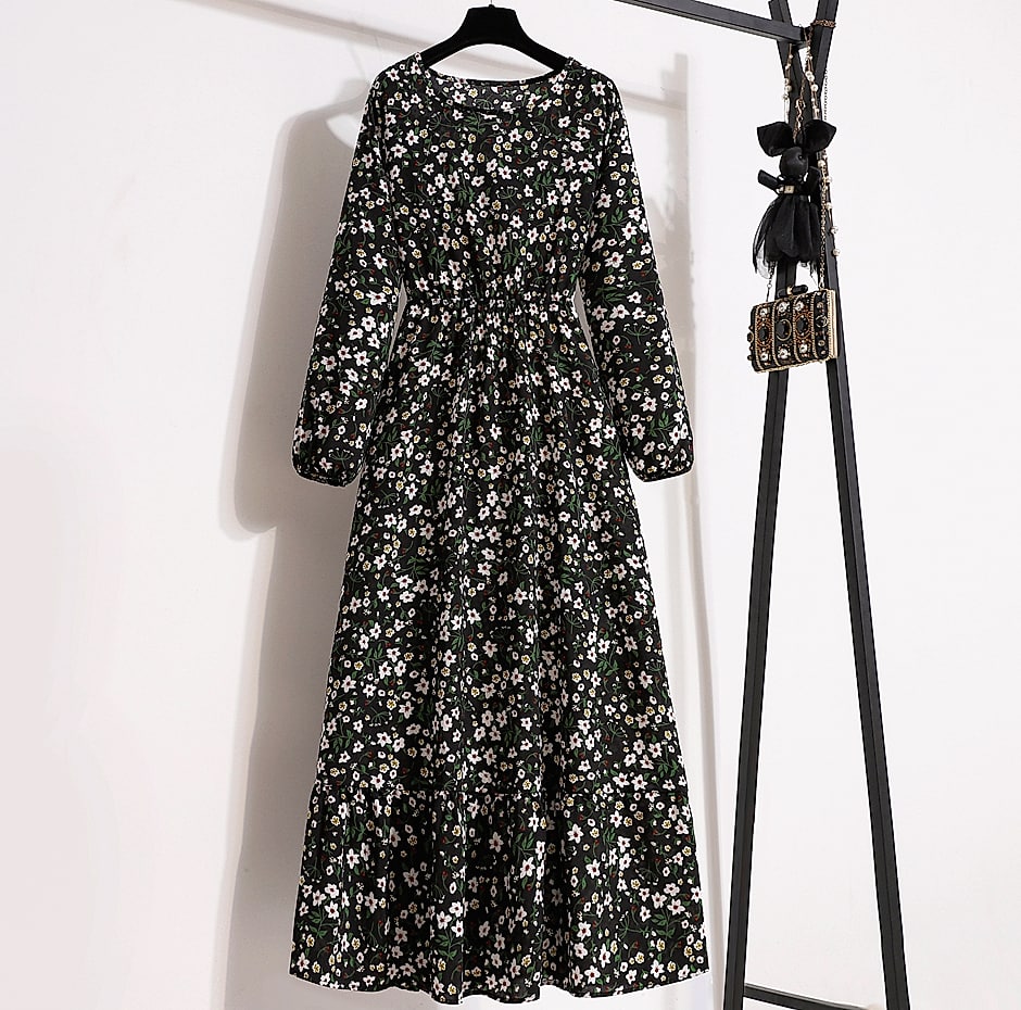 XIBUSANA Women's Floral Maxi Dress Full Sleeve Casual — side view