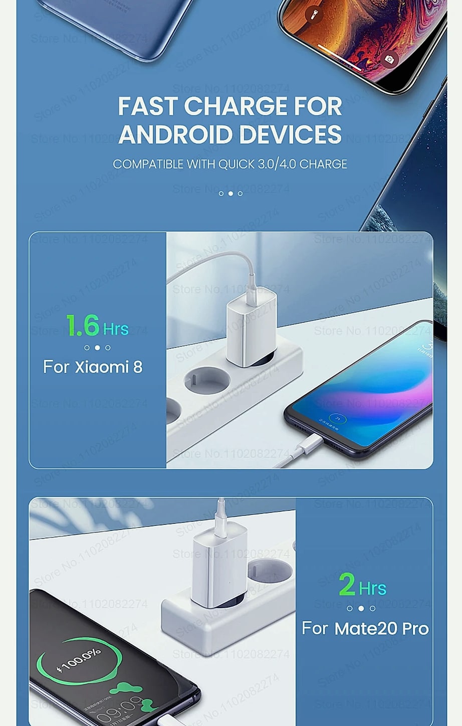 PD 40W Fast Charger with USB-C Cable for iPhone iPad — side view