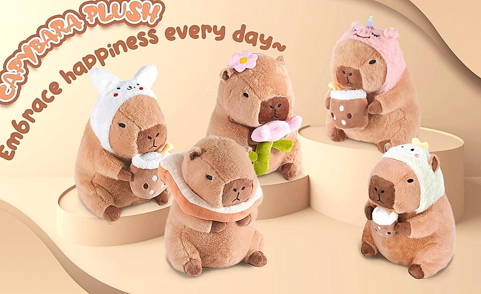 CHDBLOCK Flower Capybara Plush Toy, 11 Inch Soft Stuffed — package contents