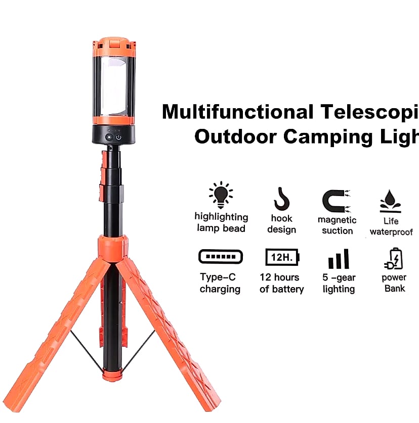 Aluminum 73 Rechargeable LED Camping Light with Telescopic — parts overview