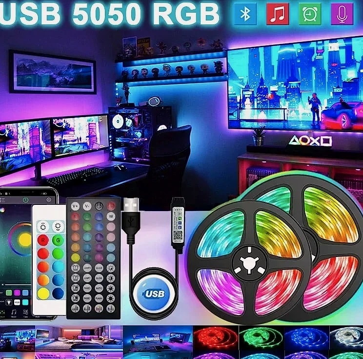 Adiodo USB LED Strip Lights 5050 RGB App Control — package contents