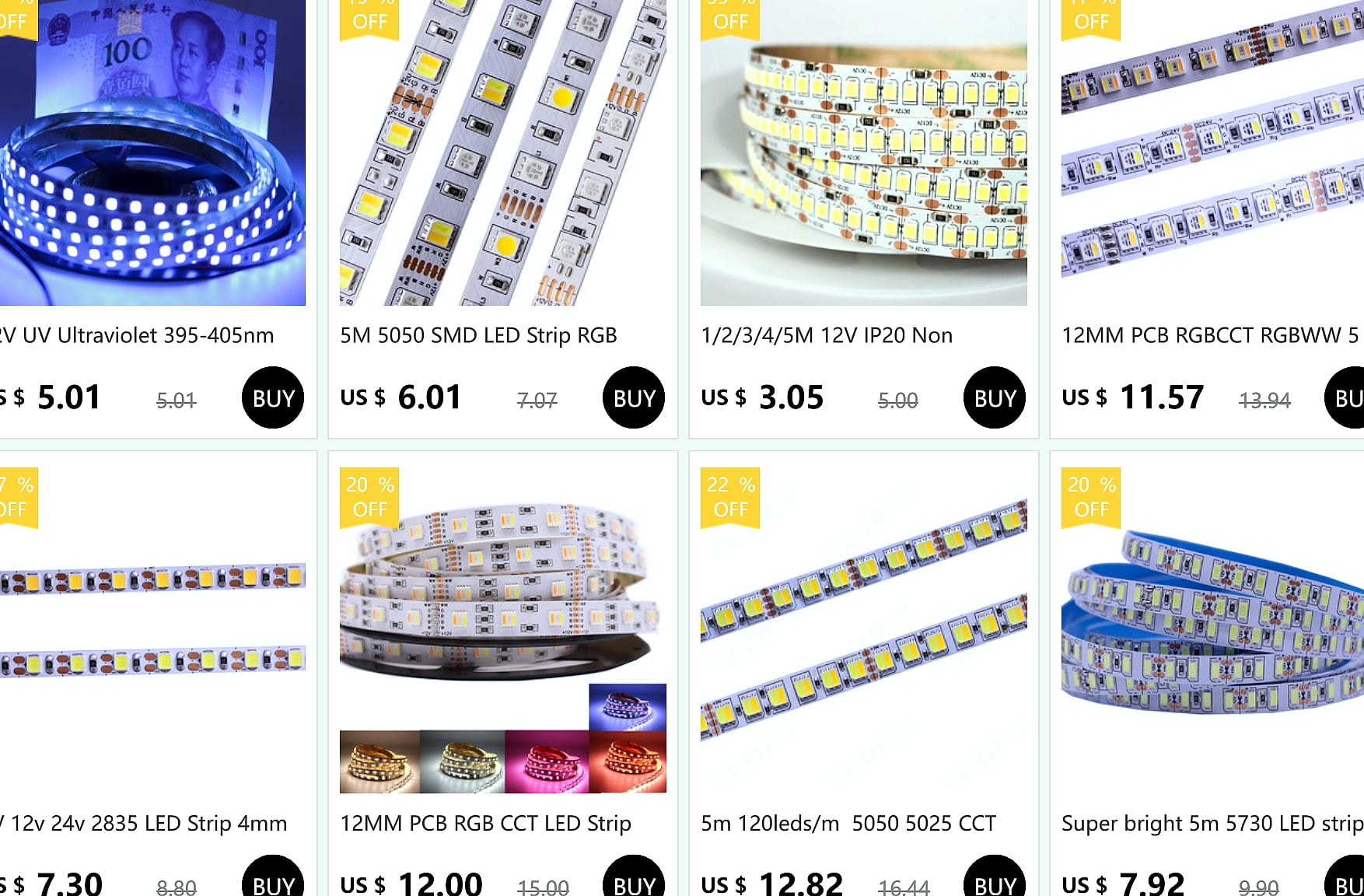 taslauk 5M 5050 SMD LED Strip RGB RGBW RGBWW 12V 24V — package contents