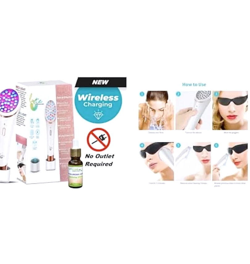Wireless Duo Red Blue LED Light Therapy Face Device — side view