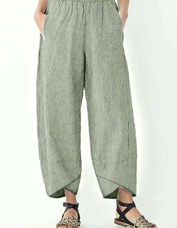 INSTYLISH Women Cotton Linen Harem Pants Wide Leg — side view