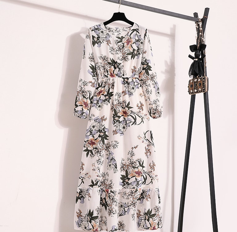 XIBUSANA Women's Floral Maxi Dress Full Sleeve Casual — scale reference