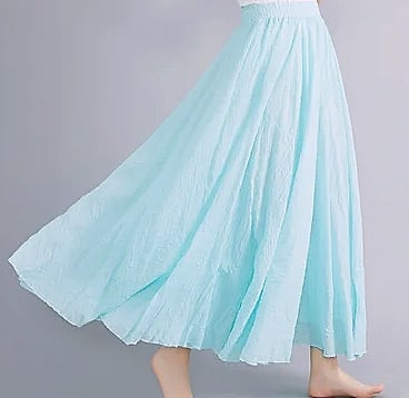 28-Color Mori Girl Cotton Linen A-line Long Skirt — close-up details