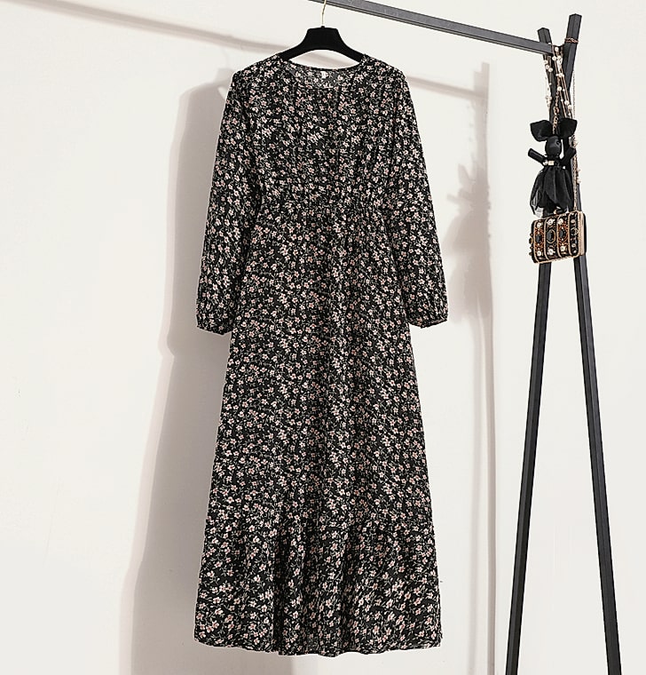 XIBUSANA Women's Floral Maxi Dress Full Sleeve Casual — side view