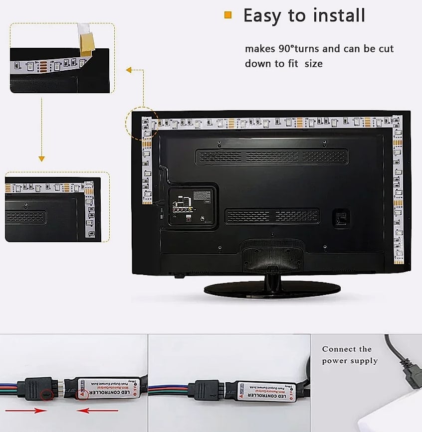Adiodo USB LED Strip Lights 5050 RGB App Control — interior detail