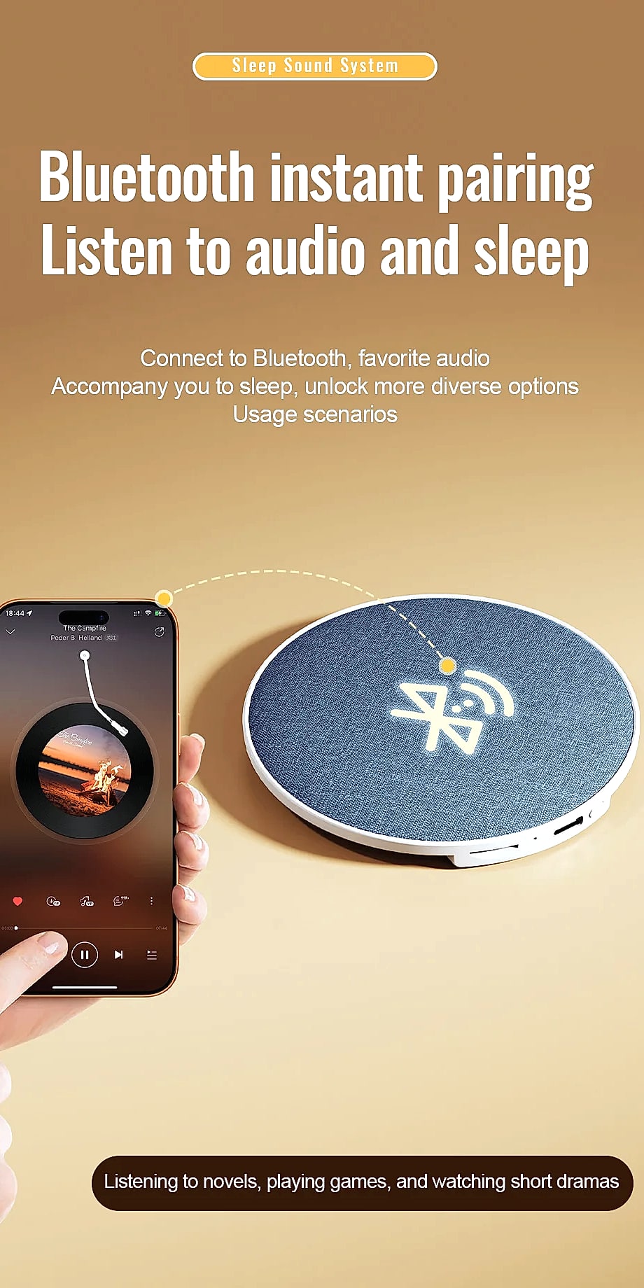 DIXSG Mini Under Pillow Sleep Speaker Bluetooth 5.4 — parts overview