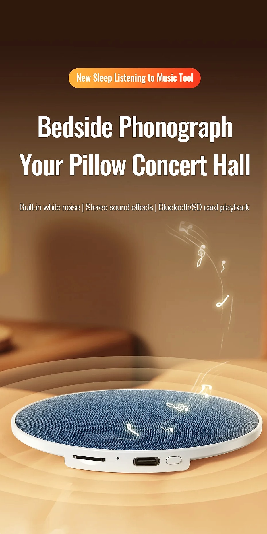DIXSG Mini Under Pillow Sleep Speaker Bluetooth 5.4 — package contents