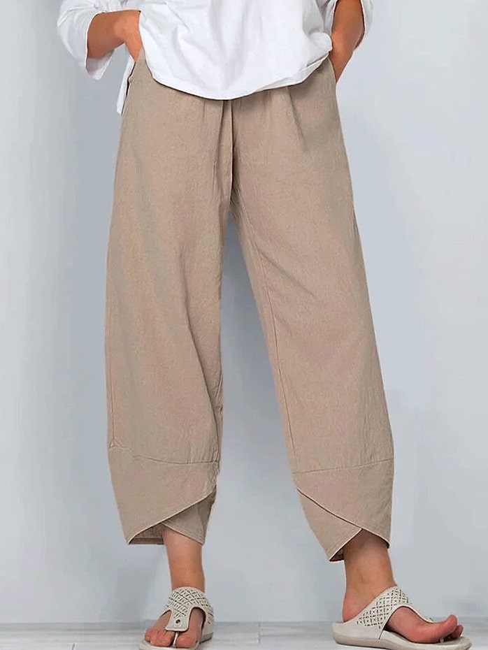 INSTYLISH Women Cotton Linen Harem Pants Wide Leg — scale reference