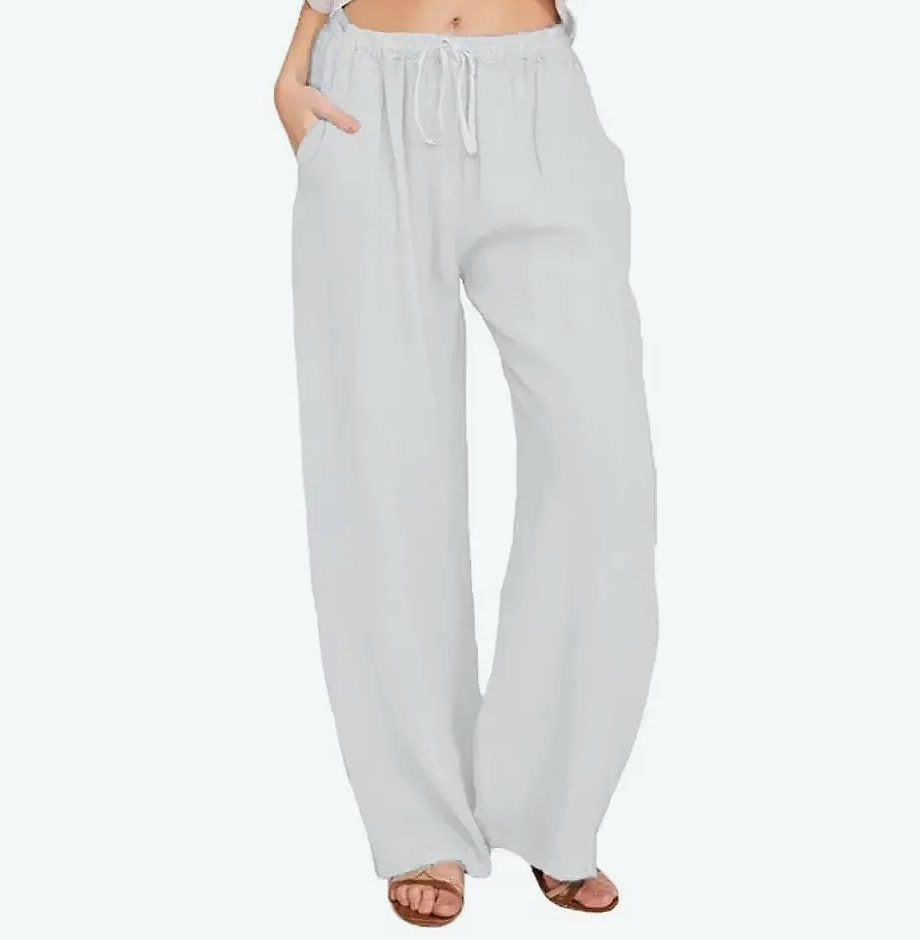 Women's Cotton Linen Elastic Waist Casual Pants — scale reference
