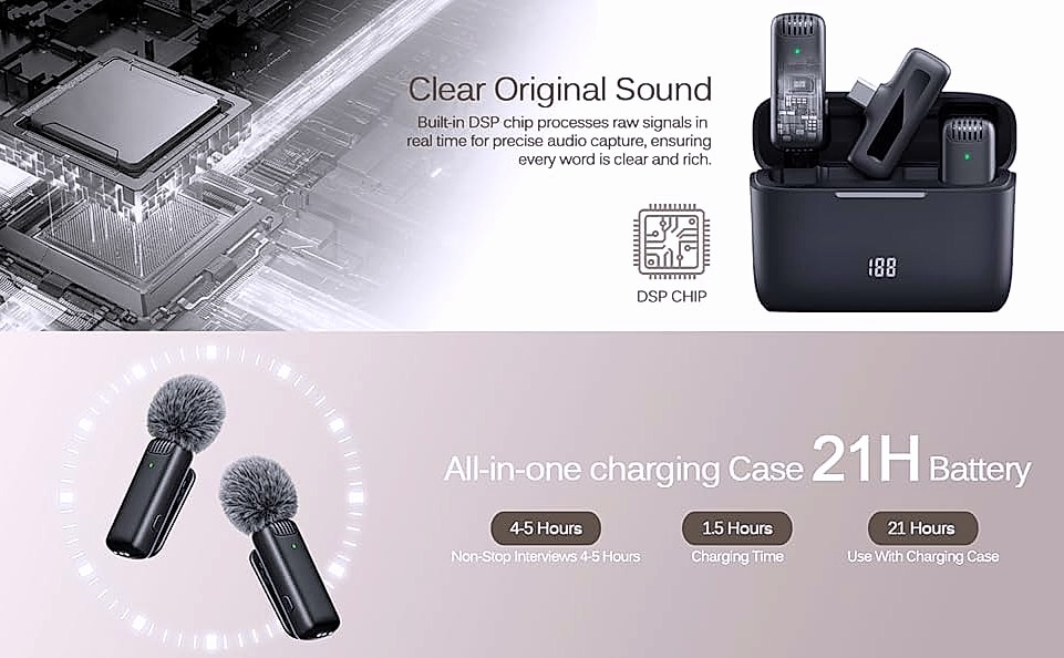 Labstandard Wireless Lavalier Microphone for iPhone and — package contents