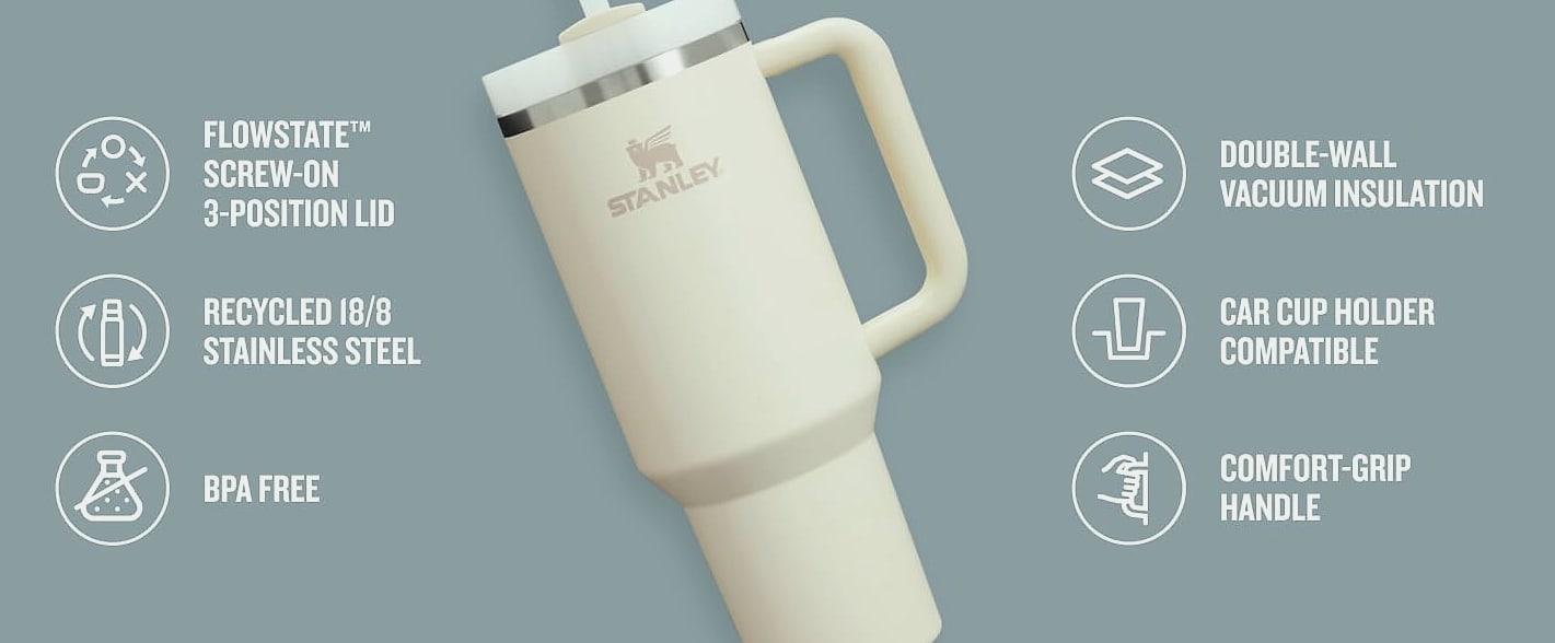 Stanley Quencher H2.0 30 oz Insulated Tumbler with Straw — assembled view