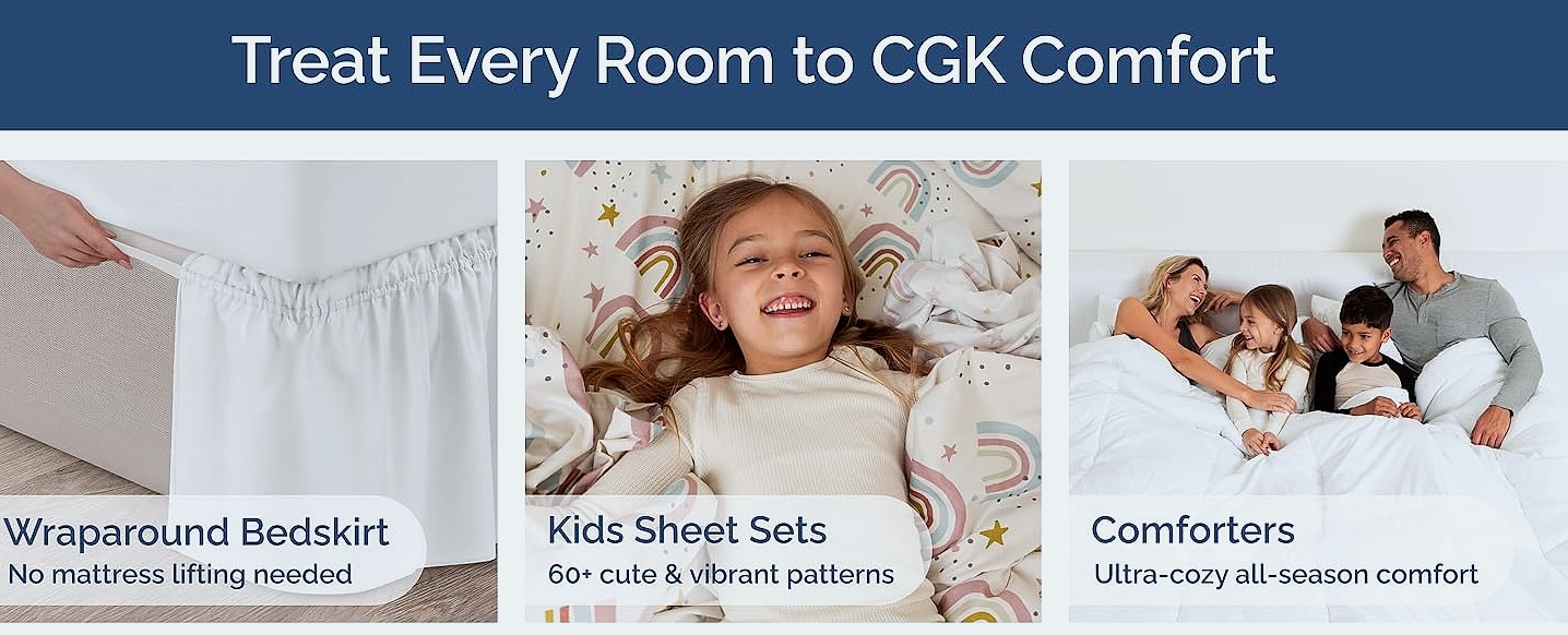 CGK Unlimited Queen Sheet Set with Deep Pockets and Soft — scale reference