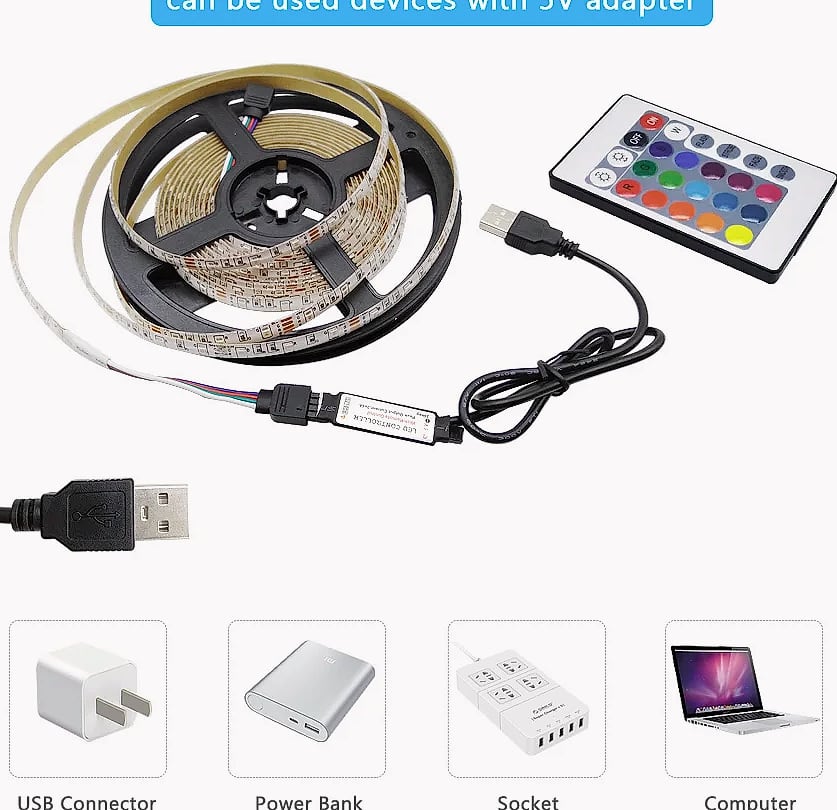 Adiodo USB LED Strip 5050 RGB Smart Light Bluetooth WiFi — interior detail