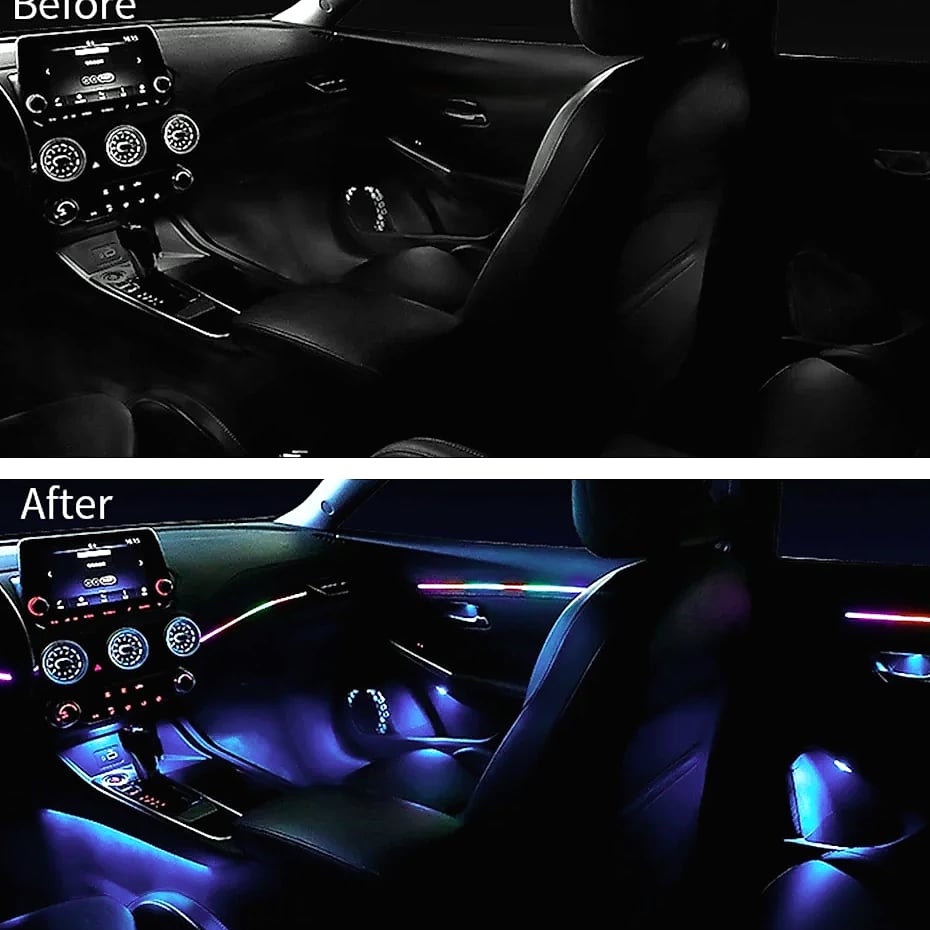 WUMFIRE RGB LED Car Ambient Light Strip Kit with App Control — side view