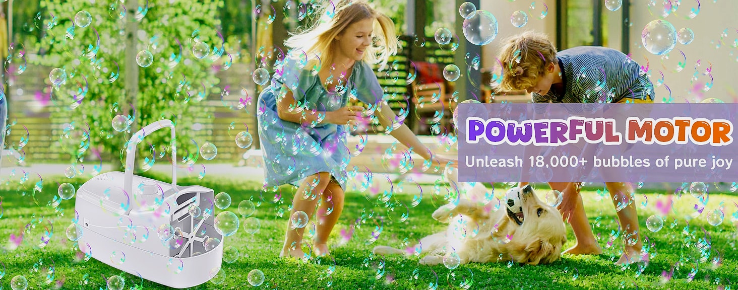 Sizonjoy Automatic Bubble Machine with 6 Wands, 18000+ — assembled view