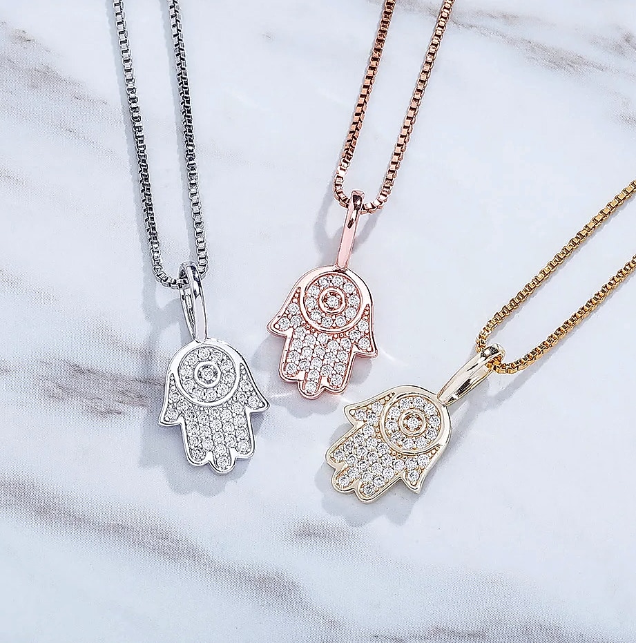 TOPGRILLZ 925 Sterling Silver Hand Pendant Cubic Zirconia — scale reference