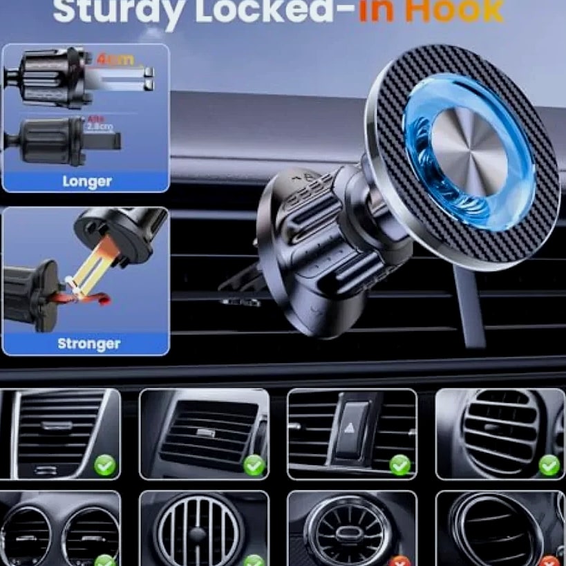 Magnetic Car Phone Holder with MagSafe Compatibility — feature highlights