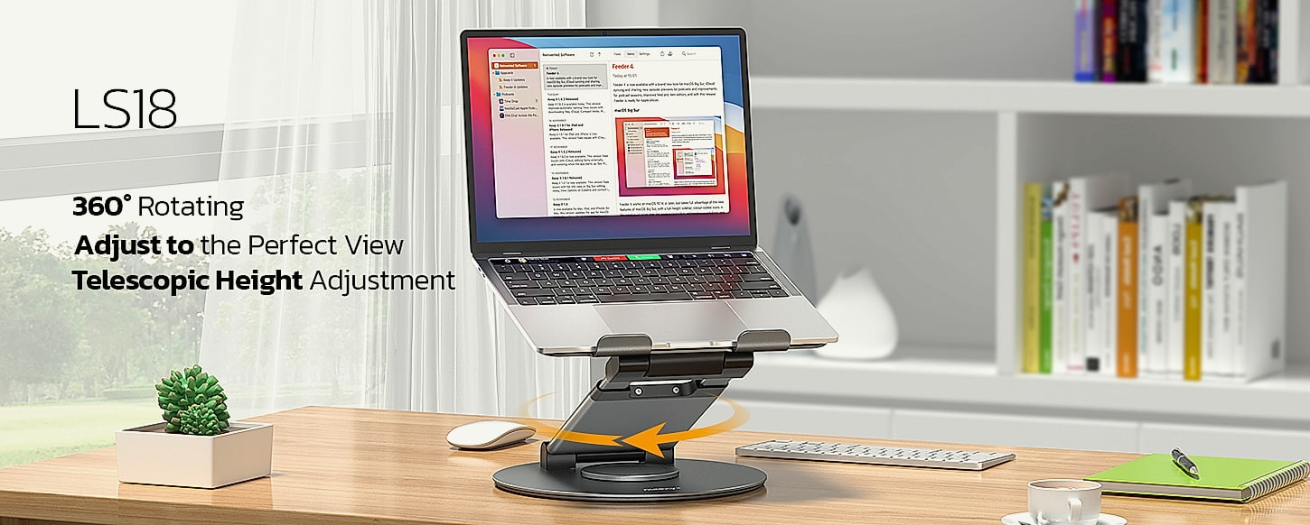 Nulaxy All-Aluminum Laptop Stand for Desk, Ergonomic — side view