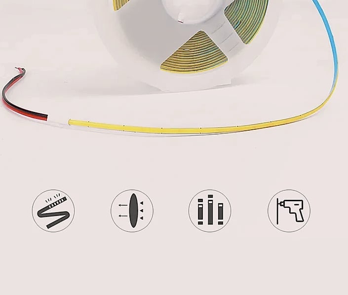 3mm COB LED Strip 12V Dimmable Flexible Light 400LEDs — side view