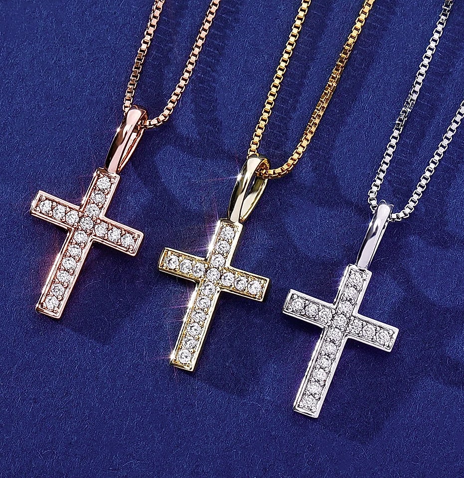 TOPGRILLZ 925 Sterling Silver Ice Zircon Cross Pendant — size comparison