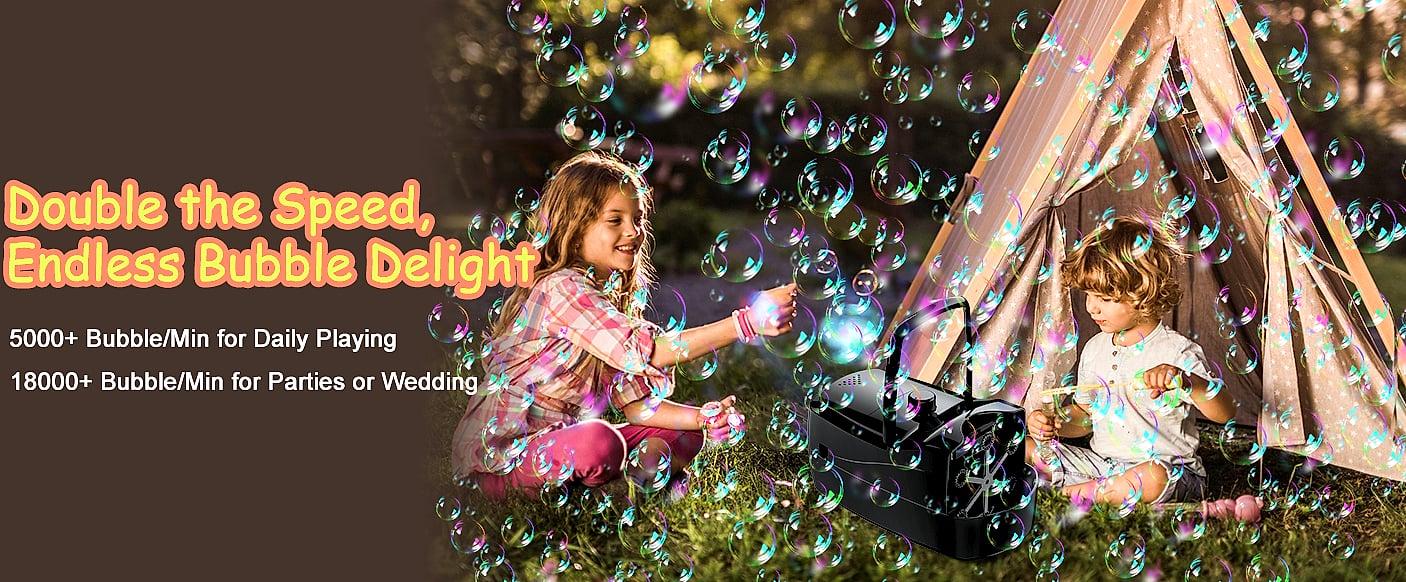 Sizonjoy Automatic Bubble Machine with 6 Wands, 18000+ — scale reference