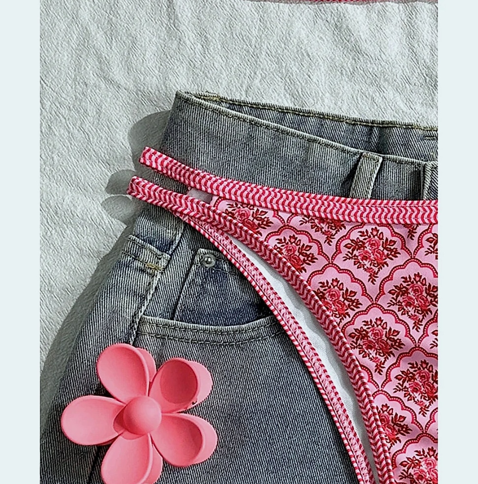 Varleinsar Floral High-Leg Bikini Two-Piece Swimsuit — scale reference