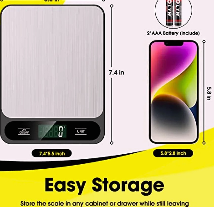 Digital Kitchen Scale 10kg 22lb with Tare Function — scale reference