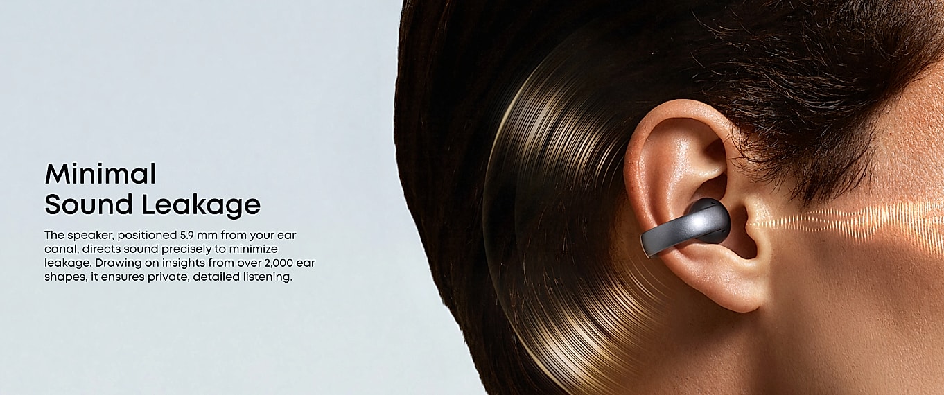 Soundcore AeroClip Open-Ear Earbuds with 4 Mics — close-up details