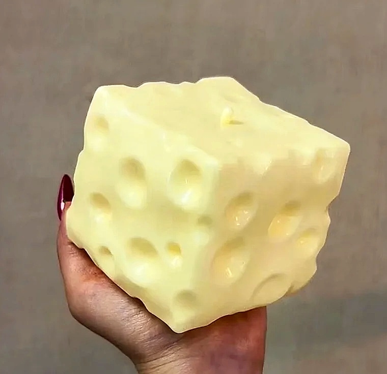 Jumbo Cheese Cube Stress Ball Shapeable Fidget Toy — assembled view