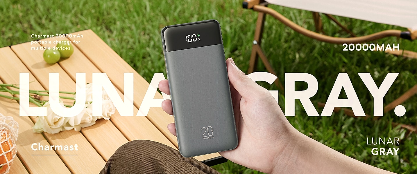 Charmast 20000mAh Portable Charger with Built-in Cables — feature highlights