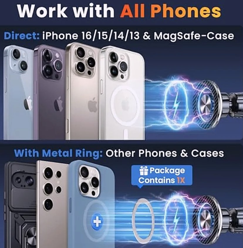 Magnetic Car Phone Holder with MagSafe Compatibility — side view