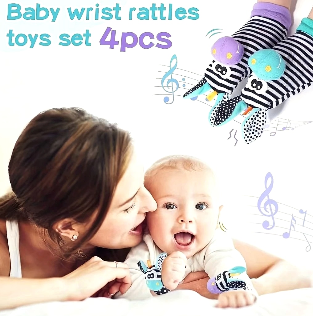 4-Piece Baby Rattle Sock Toys for Infants and Toddlers — scale reference